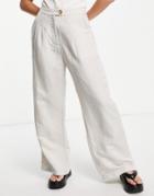 Emory Park Wide Leg Pants In Textured Natural Fabric-neutral