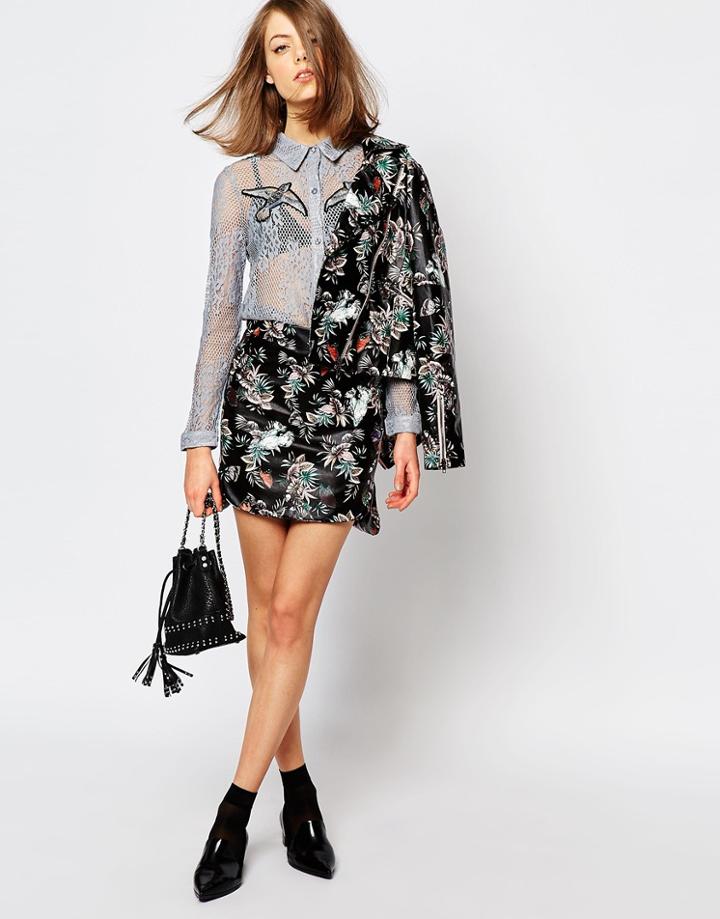 Sister Jane Mini Skirt In Painted Floral Print Co-ord - Multi