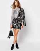 Sister Jane Mini Skirt In Painted Floral Print Co-ord - Multi