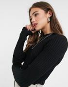 Threadbare Hannah Crew Neck Ribbed Sweater-black