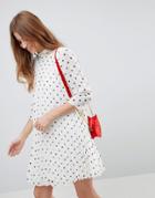 Asos Pleated Trapeze Mini Dress In Spot - Multi