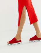 Dkny Logo Platform Mule - Red