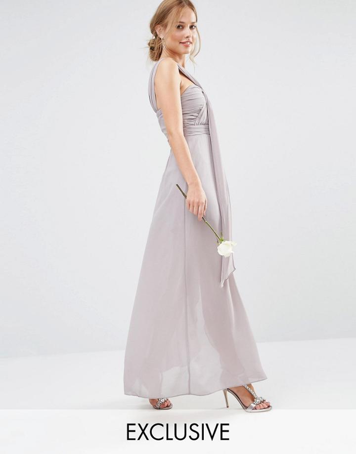 Tfnc Wedding Drape One Shoulder Maxi Dress - Opal Gray