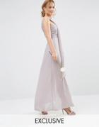 Tfnc Wedding Drape One Shoulder Maxi Dress - Opal Gray