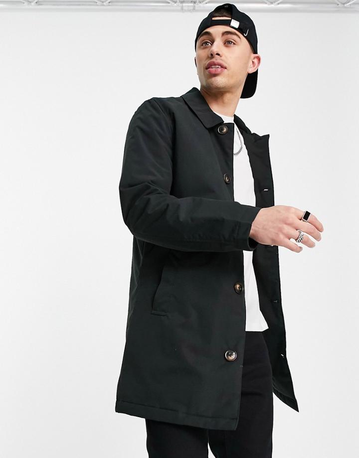 Harry Brown Padded Trench Coat In Black