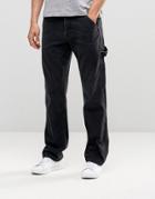 Asos Straight Jeans With Carpenter Styling - Washed Black