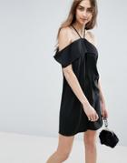 Asos Clean Cold Shoulder Dress - Black