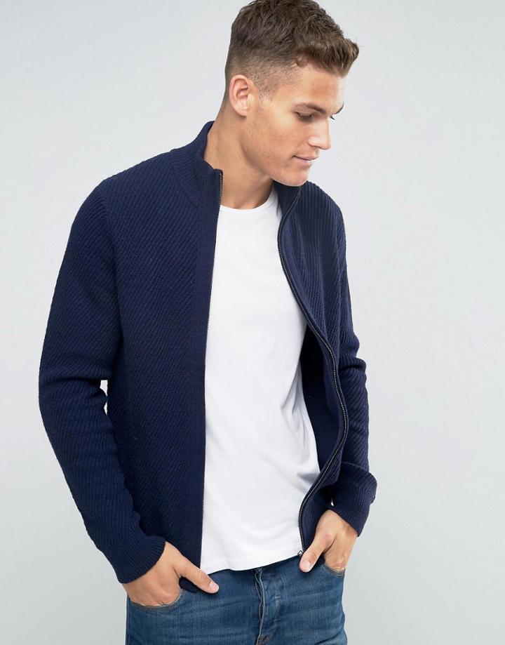 Tommy Hilfiger Zip Up Cardigan In Navy - Navy