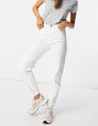 Asos Design High Rise 'original' Mom Jeans In Off White