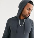Asos Design Tall Longline Hoodie In Washed Black-gray