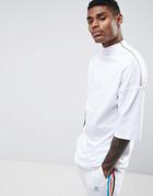 Asos Oversize Super Longline T-shirt With Zip Neck In White - White