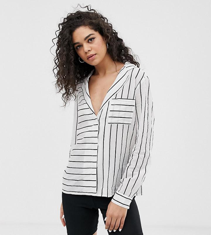 Noisy May Tall Stripe Shirt-cream