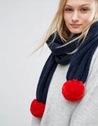 Tommy Hilfiger Knitted Scarf With Detachable Pom In Two Colors - Navy