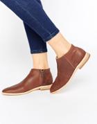 Hy B Hudson Shift Zip Leather Ankle Boots - Tan Calf
