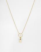 Warehouse Faux Pearl & Ring Pendant Necklace - Gold