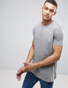 Asos Longline T-shirt With Zip Hem - Gray