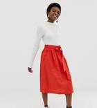 Asos Design Petite Linen Prom Skirt - Red