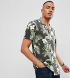 Asos Design Tall Regular Fit Hawaiian Shirt With Revere Collar In Black - Black