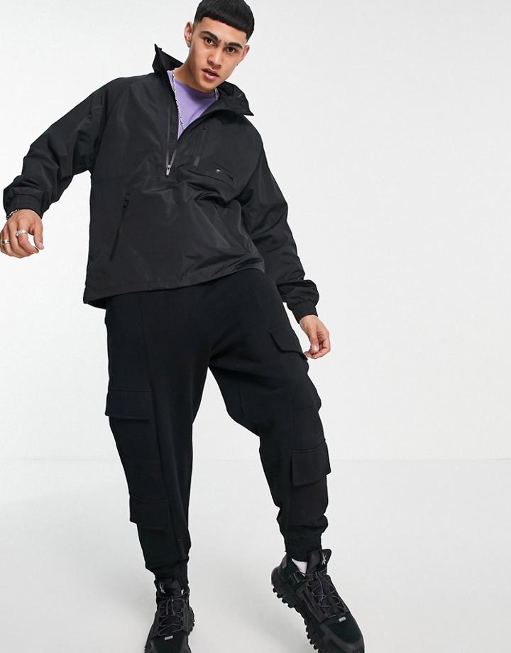 Bershka Lightweight Overhead Jacket In Black