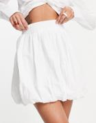 Asos Design Cotton Puffball Mini Skirt In White