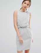 Trollied Dolly Polka Dot Dress With Tie Waist - White