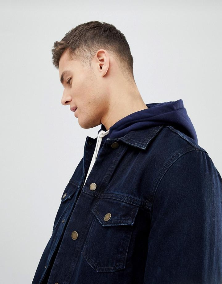 Mango Man Denim Jacket In Dark Blue - Blue