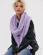 Asos Design Cable Knit Scarf With Tassels In Purple