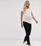 Asos Design Maternity Over The Bump Skinny Pants With Buckle Hem Detail With Bump Band-black