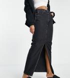 Asos Design Tall Denim '90s' Maxi Skirt In Washed Black - Black