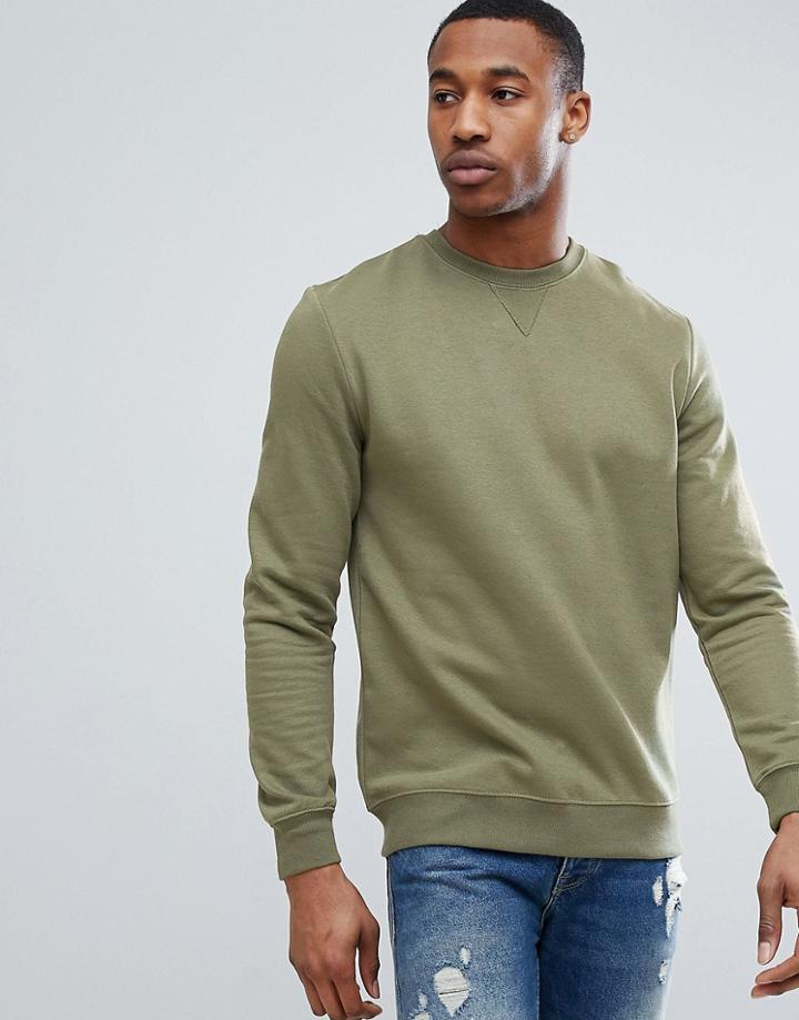 Pull & Bear Sweatshirt In Khaki - Green