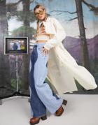 The Ragged Priest High Waist Wide Leg Jeans In Mix Wave Denim-blues