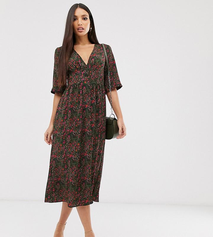 Vero Moda Tall Floral Midi Tea Dress-multi
