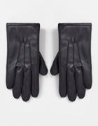 Asos Design Faux Leather Gloves In Black