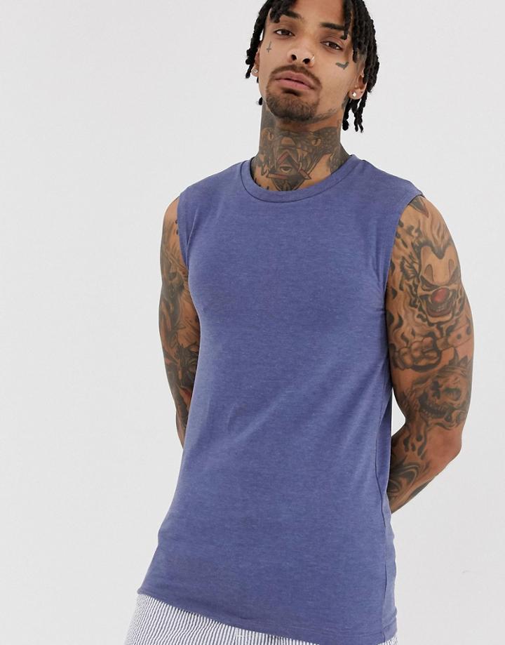 Asos Design Muscle Fit Tank Tank In Blue Marl - Blue
