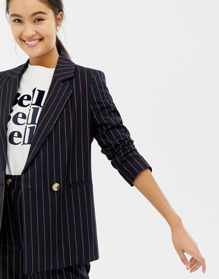 New Look Pinstripe Blazer Two-piece - Blue
