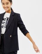 New Look Pinstripe Blazer Two-piece - Blue