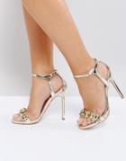 Carvela Gail Rose Gold Embellished Heeled Sandals - Gold