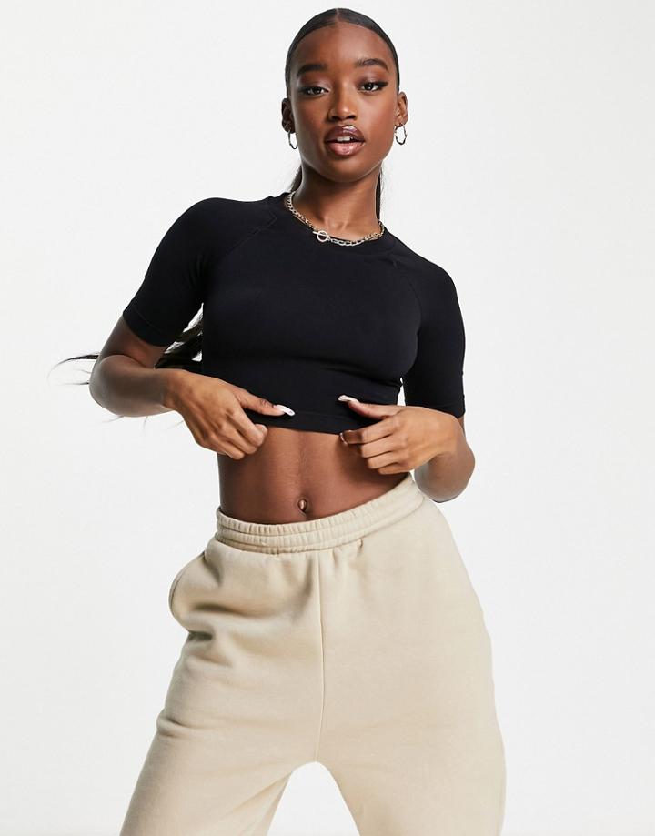 Na-kd Seamless Scoop Neck Top In Black