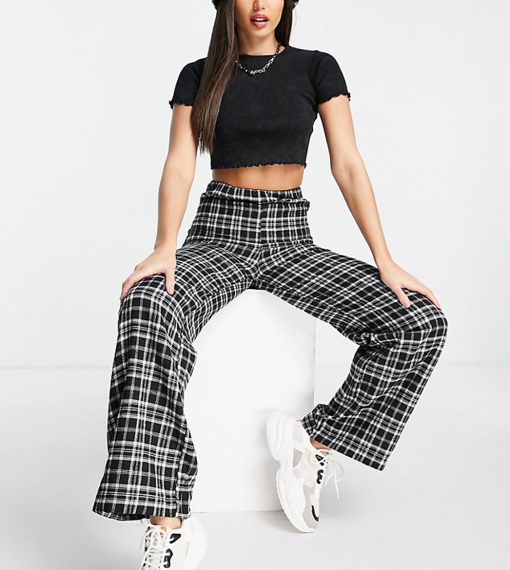 Heartbreak Tall Wide Leg Pants In Black Check - Part Of A Set-multi