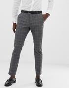 Selected Homme Slim Suit Pants In Gray Grid Check - Gray