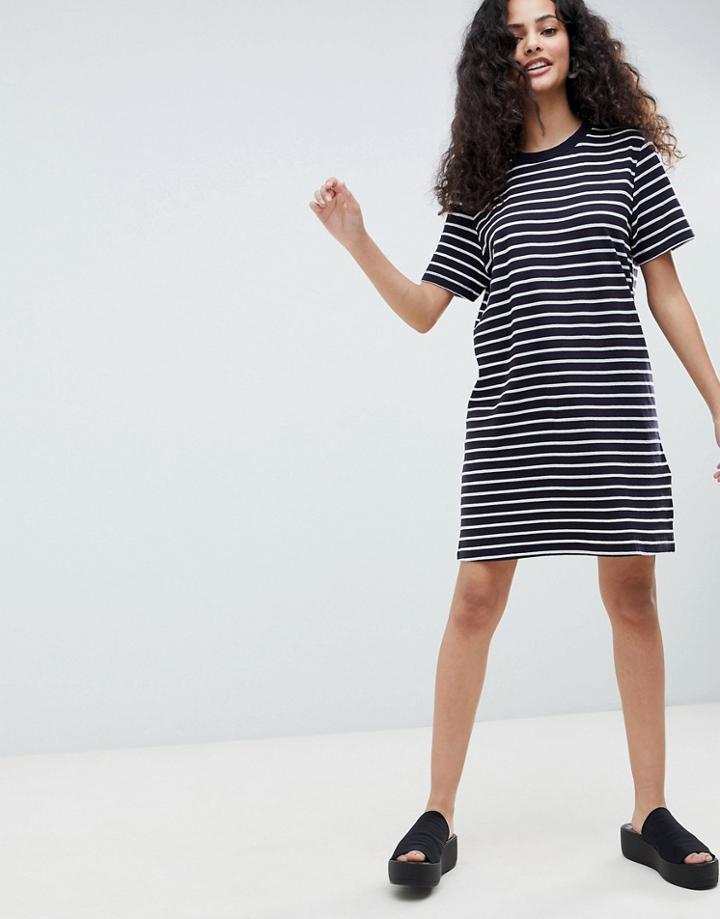 Only Jersey Stripe T-shirt Dress - Navy