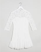 Chi Chi London Flippy Lace Skater Dress In White