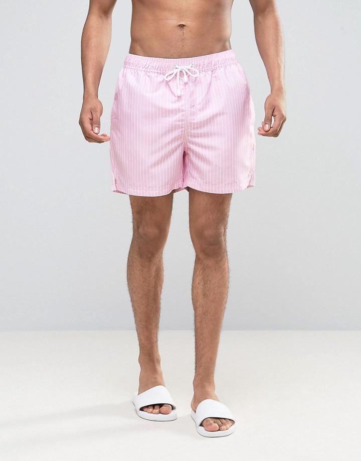 Ringspun Swim Shorts In Stripe - Pink
