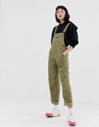 Obey Relaxed Overalls In Animal Print-brown