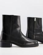 Asos Design Heeled Chelsea Boots In Black Leather