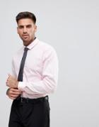 Asos Design Slim Shirt With Stretch In Pink - Pink