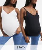 Asos Design Maternity Ultimate Cami With V-neck In 2 Pack Save-multi