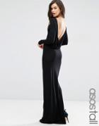 Asos Tall Low Back Long Sleeve Maxi Dress - Black