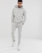 Asos Design Tracksuit Oversized Hoodie / Skinny Sweatpants In White Marl - White