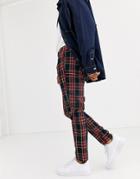 Brave Soul Pants With Tarten Check In Red